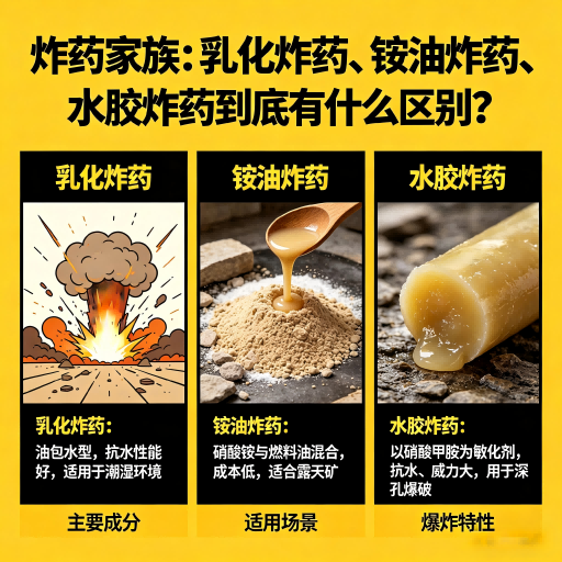 文昌炸药家族：乳化炸药、铵油炸药、水胶炸药到底有什么区别？